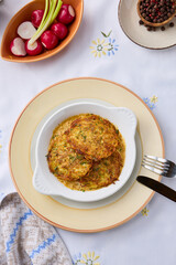 Rustic Potato Pancakes Draniki on Elegant Table Setting