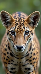 Obraz premium Close-up of an ocelot with striking patterned fur in natural habitat