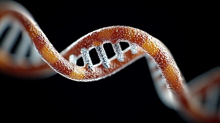 Close-Up View of Colorful DNA Helix on Black Background