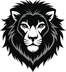 Obraz premium Lion Head Silhouette in Black and White