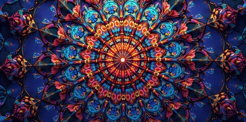 Complex mandala, radiating symmetry, fine line detail, rich textures, sacred geometry, baroque