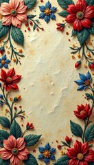 Intricate floral damask pattern on aged paper texture, design, detail, brown