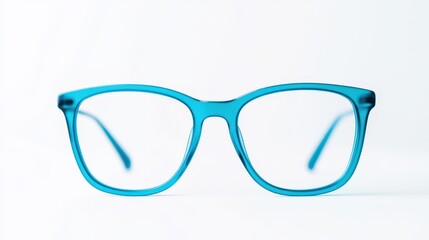 Fototapeta premium These vibrant blue eyeglasses showcase a trendy design intended for everyday use. Their clear lenses highlight a fashionable accessory suitable for various occasions