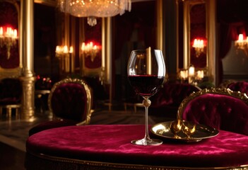 elegant glass filled luxurious deep red wine showcasing rich color fine texture upscale setting, cabernet, merlot, vintage, winery, flavor, aroma, drink
