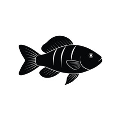 Rainbow Cichlid Silhouette Vector Art and Black Color Fish Design Illustration