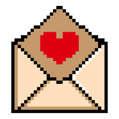 Obraz premium Envelope with Love Isolated Pixel Art Icon