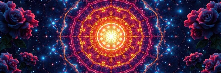 Circular geometric pattern resembling flower of life, design element, background texture