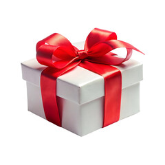 Obraz premium Gift box with satin ribbon and bow on transparent background