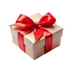 Obraz premium Gift box with satin ribbon and bow on transparent background