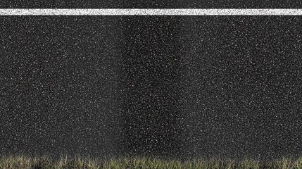 Fototapeta premium Asphalt road texture with grass edge and white line for background or design concept