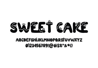 Sweet Cake font for logo and headline. Isolated Vector typeset