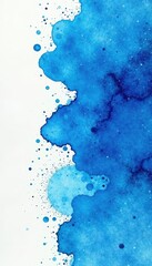 Obraz premium Vibrant blue watercolor blot, artistic paint splatter, abstract, color