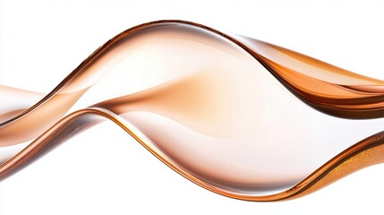 Dynamic flowing glass-like ribbon with golden-orange tones, isolated for modern design, creative branding, and futuristic digital compositions