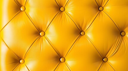 Fototapeta premium Elegant yellow tufted leather upholstery with buttons, suitable for luxurious furniture or high-end interior design concepts.