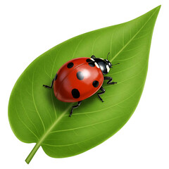 Fototapeta premium Ladybug Resting on a Green Leaf