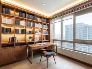 Fototapeta premium An elegant desk is found in an office room