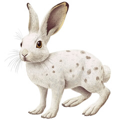 Obraz premium Detailed Illustration of an Arctic Hare with Unique Fur Patterns and Expressive Features