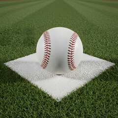A white leather baseball lying on top of the pitcher's mound 