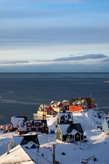 Sisimiut in Greenland by the sea in a snow landscape © Sarah Østergaard