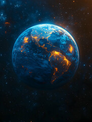 Naklejka premium Night Earth, city lights, space, cosmos, environmental