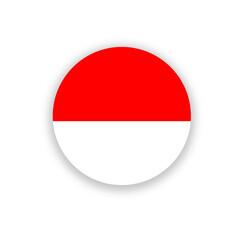 Indonesia national flag in circle shape isolated on white. Illustration