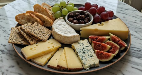 Elegant cheese platter with fresh figs