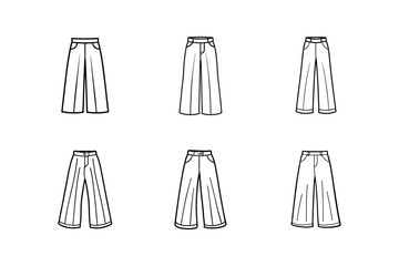 wide leg pants sketch icon line art vector illustration