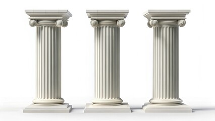 Minimalist Three Pillars Diagram, White Background, Business Strategy Concept Stock Photo
