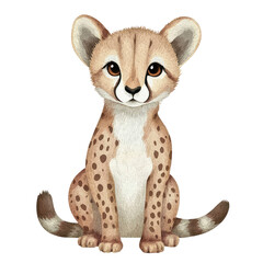 Adorable Cheetah Illustration Featuring a Cute Young Cheetah Character with Distinctive Spots and Charming Expression