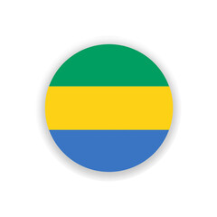 Gabon national flag in circle shape isolated on white. Illustration