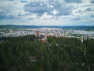Fototapeta premium Jyväskylä, City in Keski-Suomi Region in Finland 2024. Aerial views from city center, Lutakko and Laajavuori