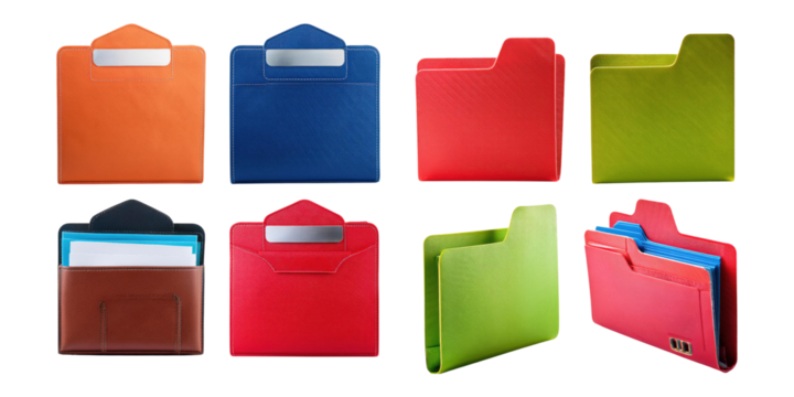 Colorful Folder Collection on Transparent Background - Powered by Adobe