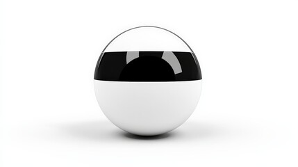 Simple and Modern White and Black Sphere on White Background