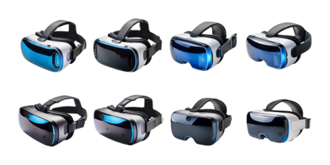Diverse Virtual Reality Headsets on a Transparent Background