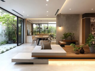 Fototapeta premium An indoor shot of a modern living room showing open air concept