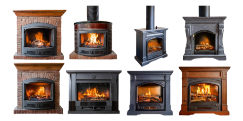 Various Stylish Fireplaces with Flames for Cozy Atmosphere