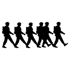 Obraz premium Soldiers March in Unison Silhouettes