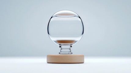 Obraz premium Transparent Glass Sphere on Wooden Base for Decorative Display
