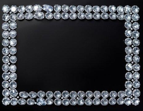intricate diamond jewel border or frame on black copy space