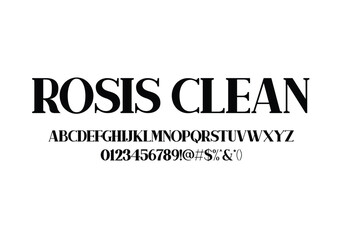 Rosis Clean font for logo and headline. Isolated Vector typeset