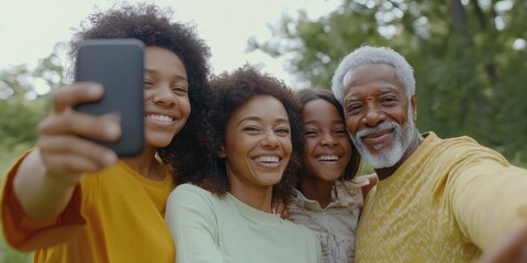 Fototapeta premium African American family enjoying a moment together outdoors