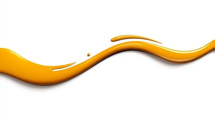 Vibrant Yellow Paint Stroke on Clean White Background for Design