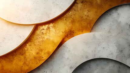 Luxury Abstract Geometric Pattern with Transparent Gold Layers and White Overlap for Branding or Packaging Background Design