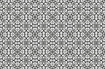 Damask seamless pattern. Black ornamental background for textile, wallpaper, scrapbook, silk, scarf. Classic interlacing backdrop with scrolls