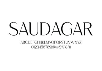 Saudagar font for logo and headline. Isolated Vector typeset