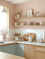 Fototapeta premium A Kitchen Interior Demonstrating Modern Decor and Minimalist Design