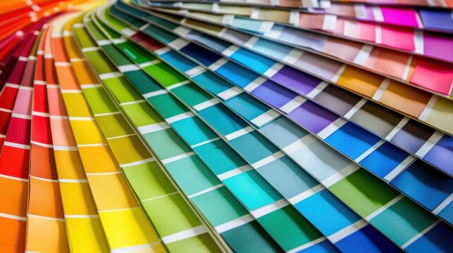 Vibrant Color Palette Guide with Swatches on Designer's Workspace for Branding Inspiration