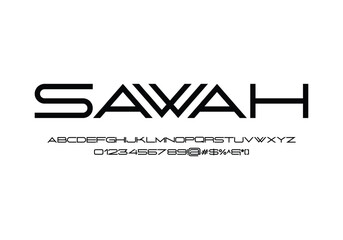 Sawah font for logo and headline. Isolated Vector typeset
