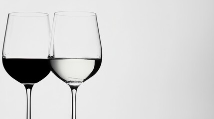 Fototapeta premium Clean, elegant goblets of different wines on a table.
