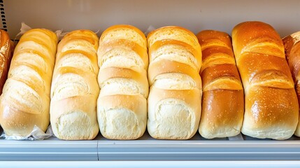 Fresh bakery section in a grocery store with warm lighting, golden bread loaves, and a polished advertising look, copy space